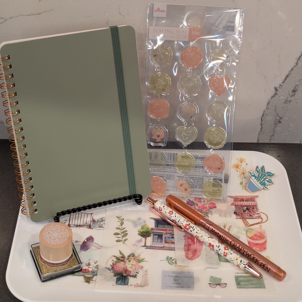 Green Spiral Notebook with Accessories